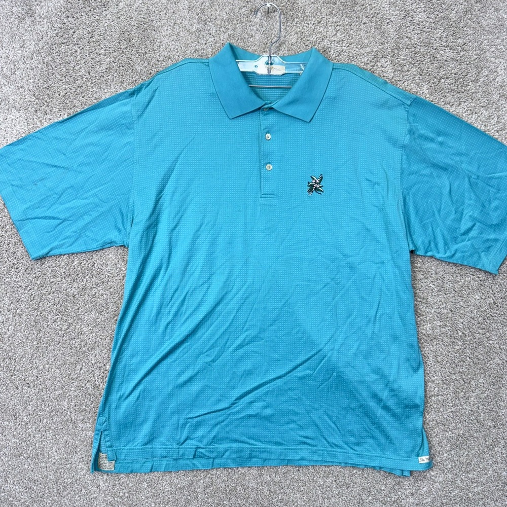 Peter Millar Polo Shirt Mens XL Double Mercerized Cotton Turquoise Blue EUC